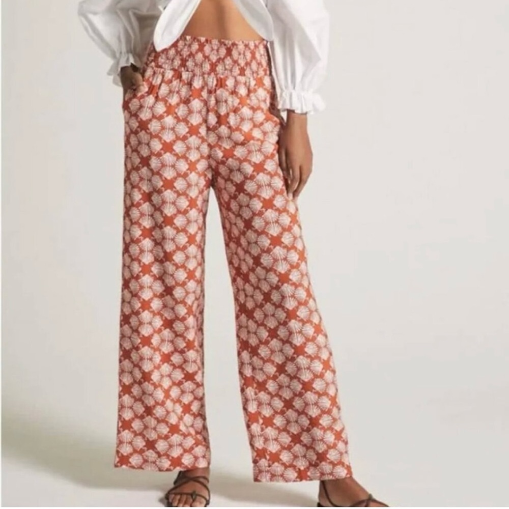 Maeve Orange and White Wide Leg Pants